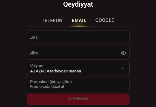 Pin Up e-poçtla qeydiyyat – AZN hesabı