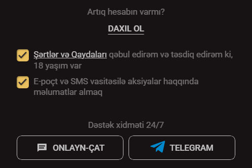 Pin Up qeydiyyat şərtləri və 18+ təsdiqi